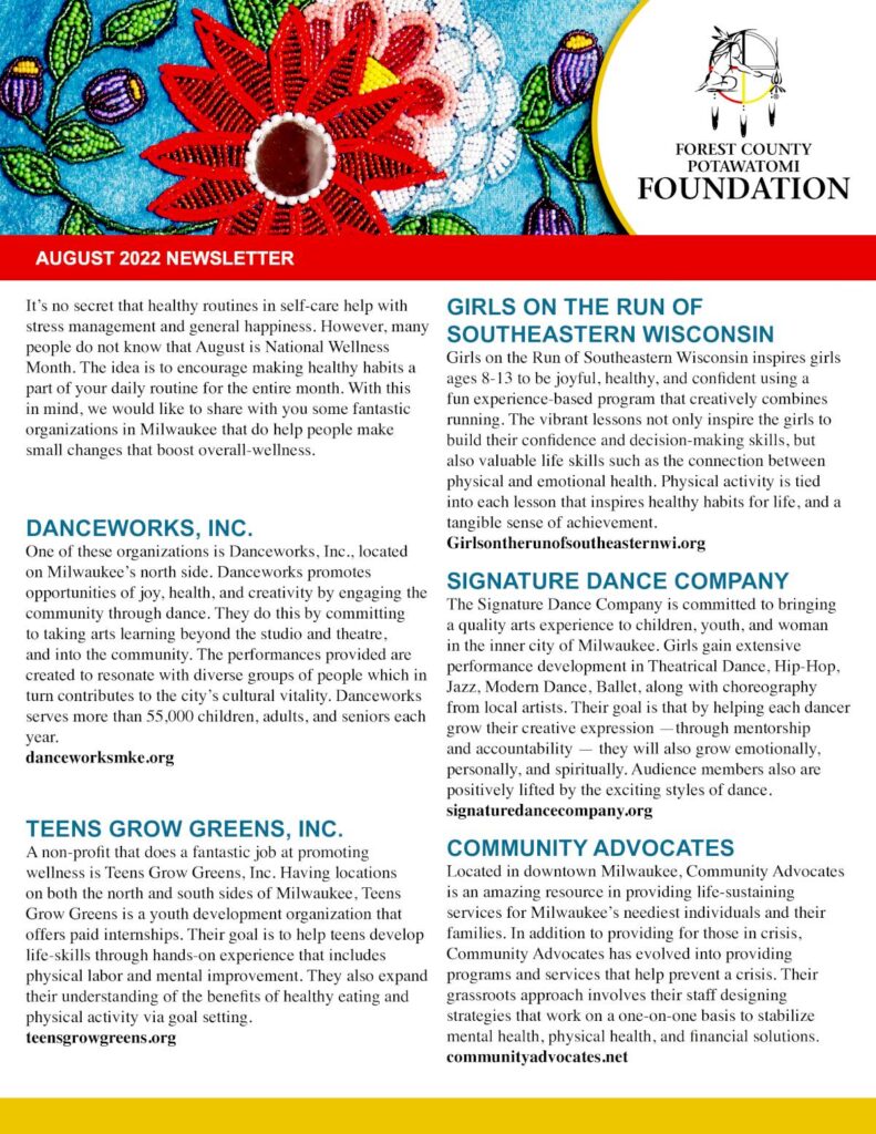 August 2022 Newsletter - Forest County Potawatomi